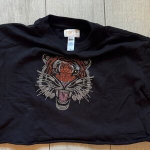 Beach Riot Black Crop Top with Tiger Design